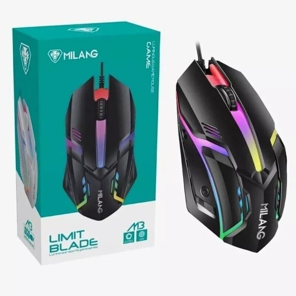 2/$18 💥 NEW Milang M3 Limit Blade Luminous Gaming Black Mouse | 4285